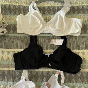 CACIQUE- NWT-  Cotton Unlined Demi Bra underwire lot of (3) White and Black